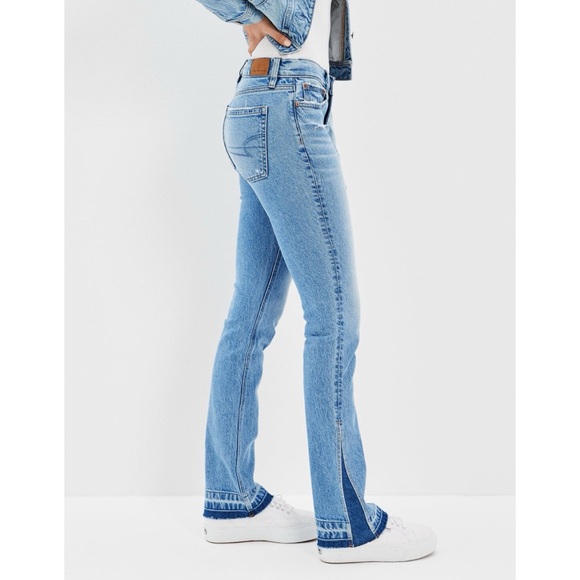 NWOT AE Stretch Low Rise '90s Skinny Kick Jean Dream Blue - Picture 3 of 5